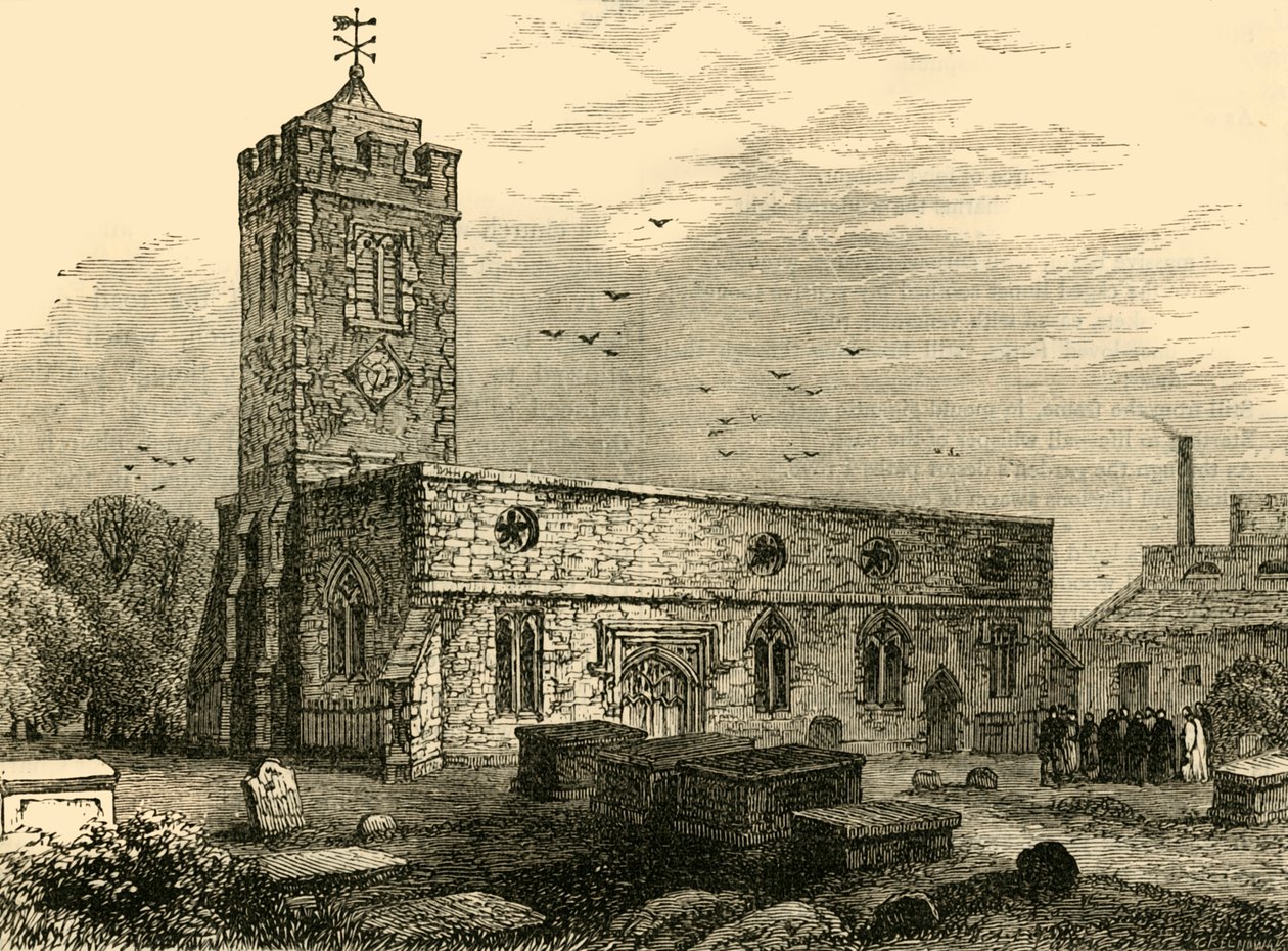 Stoke Newington Church, 1750, c1876. av Unbekannt
