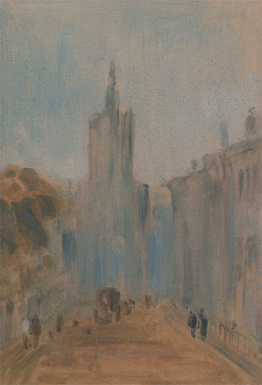 Gata med kyrka och figurer, 1822 till 1825. av Unbekannt
