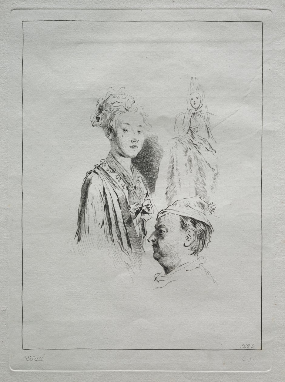 Study of Heads, 1700-talet. av Unbekannt