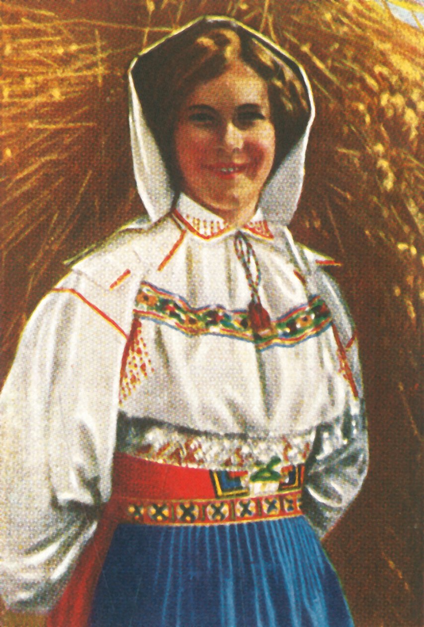 Svensk kvinna i folkdräkt, c1928. av Unbekannt