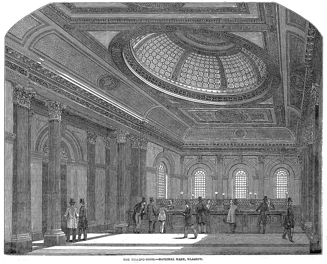 Telling room, National Bank of Scotland, Glasgow, c1860 av Unbekannt