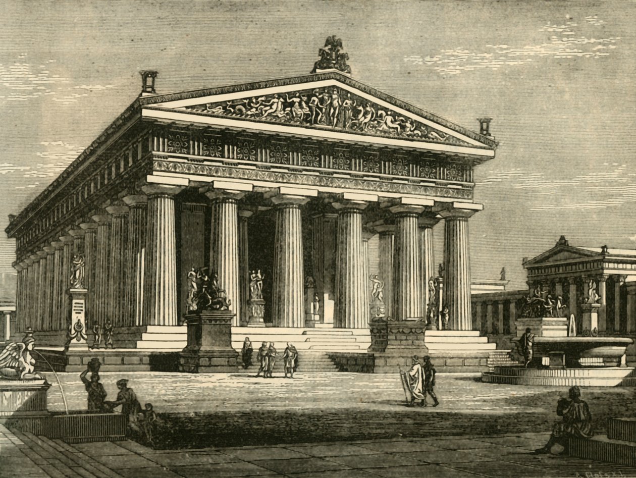Templet i Paestum, restaurerat, 1890. av Unbekannt