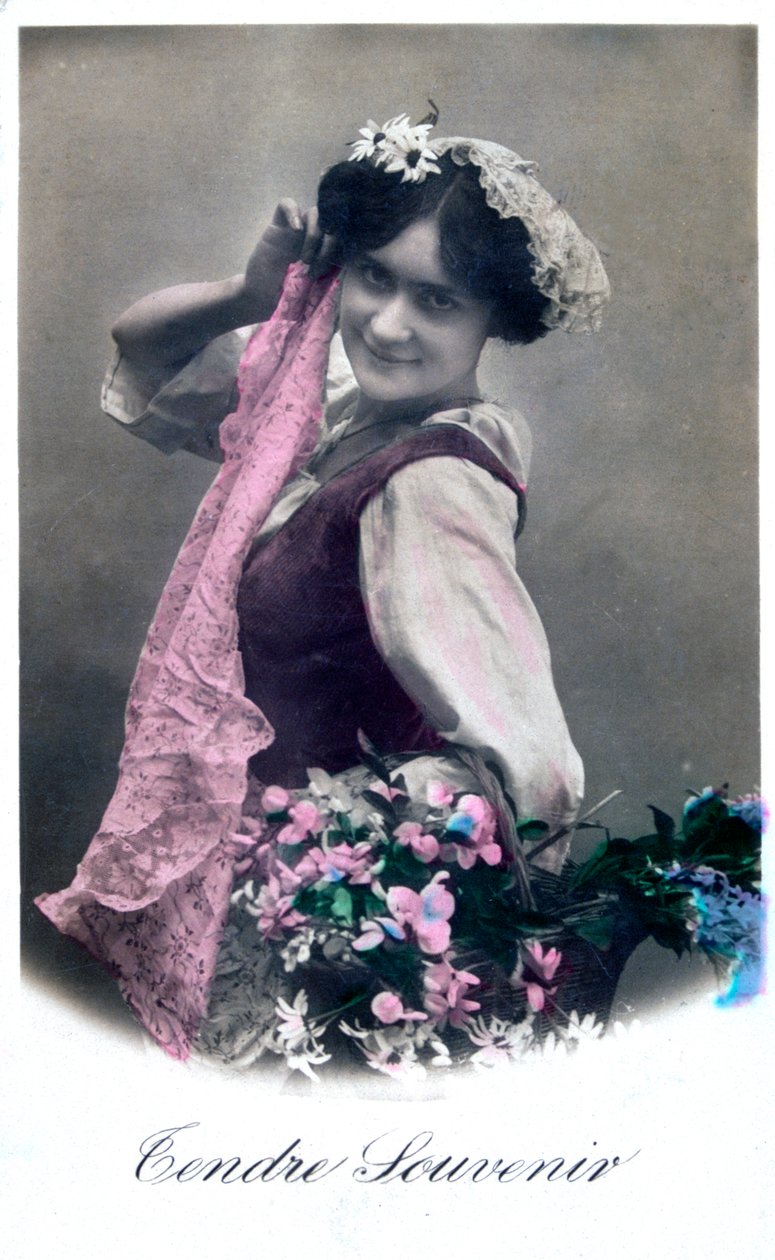 Tendre Souvenir, franskt vykort, c1900 av Unbekannt