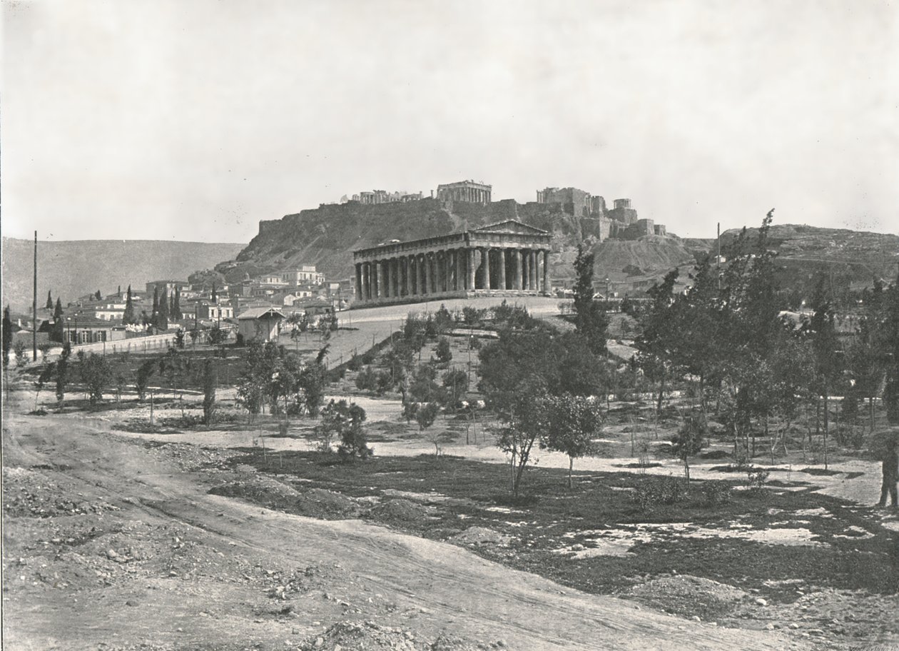 Agora och Akropolis, Aten, Grekland, 1895. av Unbekannt