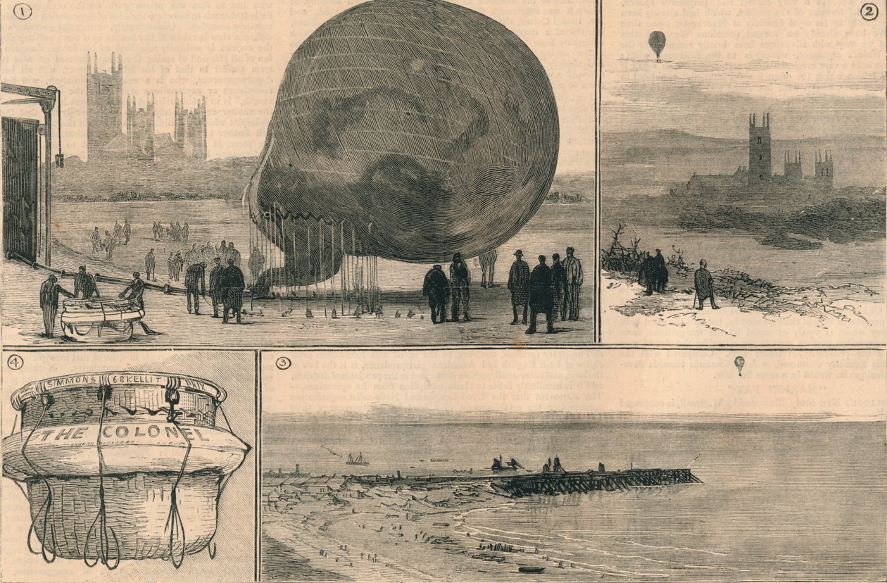 Den försökte ballongresan över kanalen, 1882. av Unbekannt