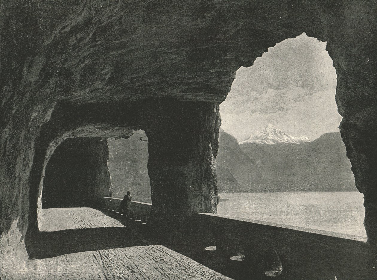 Axenstrasse, nära Fluelen, Schweiz, 1895. av Unbekannt