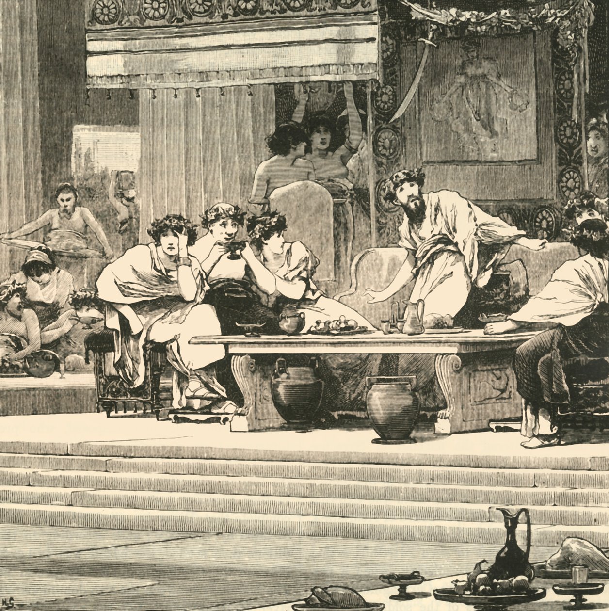 Banketten i Damokles, 1890. av Unbekannt