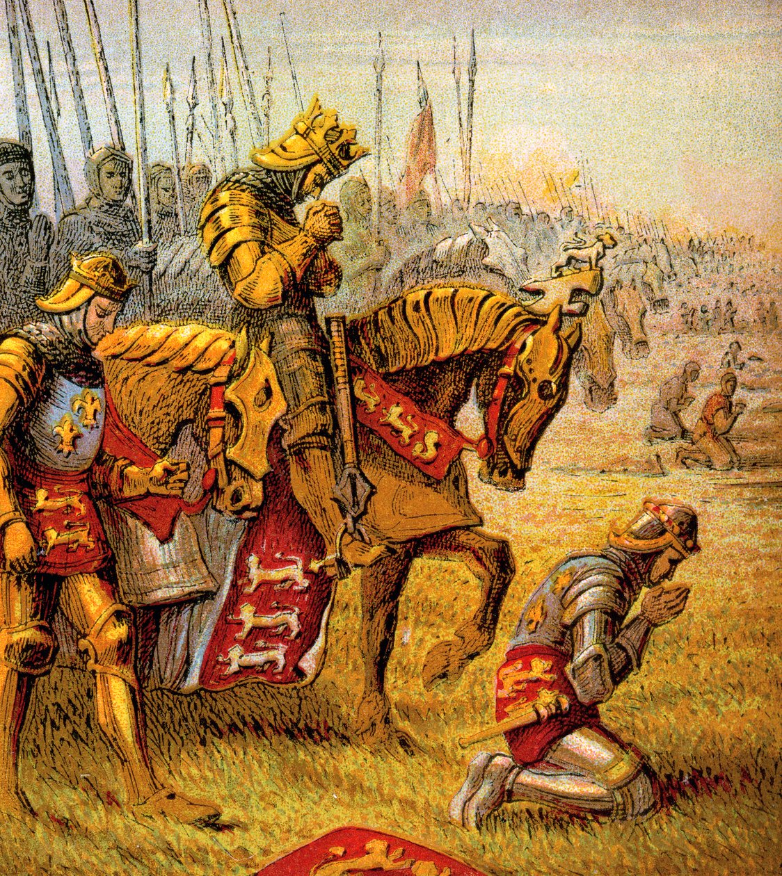 Slaget vid Agincourt, 1415, c1850 av Unbekannt