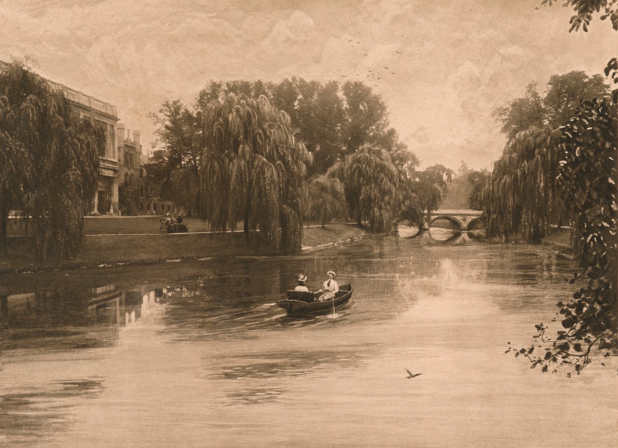 The Cam at Cambridge med Trinity College, 1902 av Unbekannt