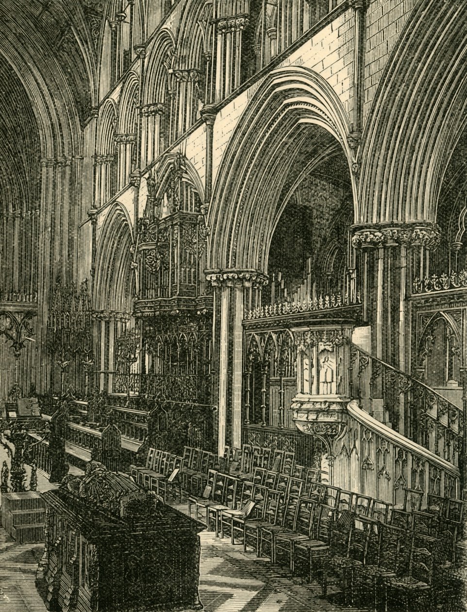 Kören i Worcester Cathedral, 1898. av Unbekannt