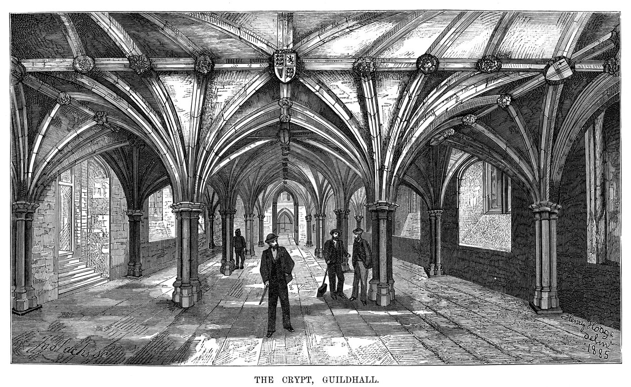 The Crypt, Guildhall, City of London, 1886 av Unbekannt