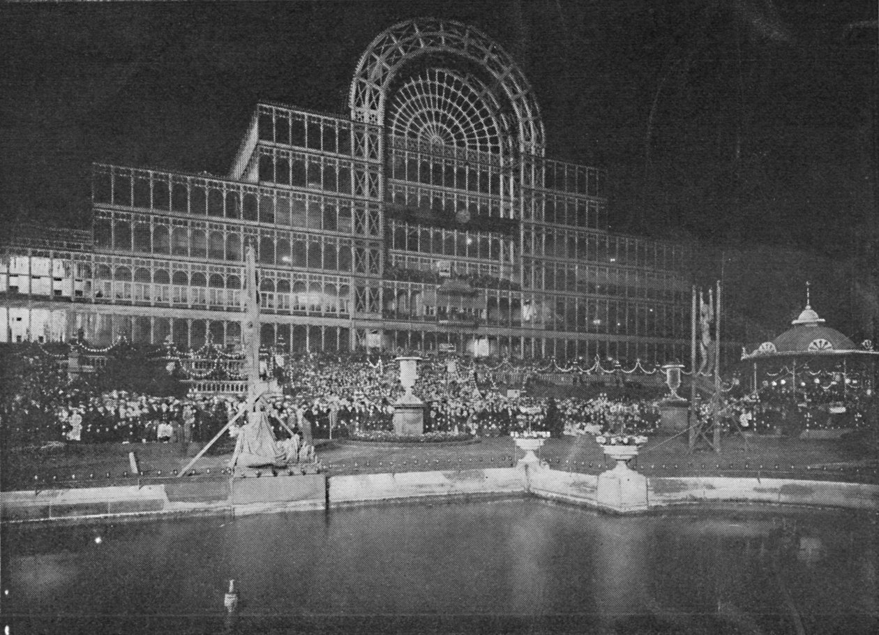 Crystal Palace upplyst av Brock, 1900 av Unbekannt