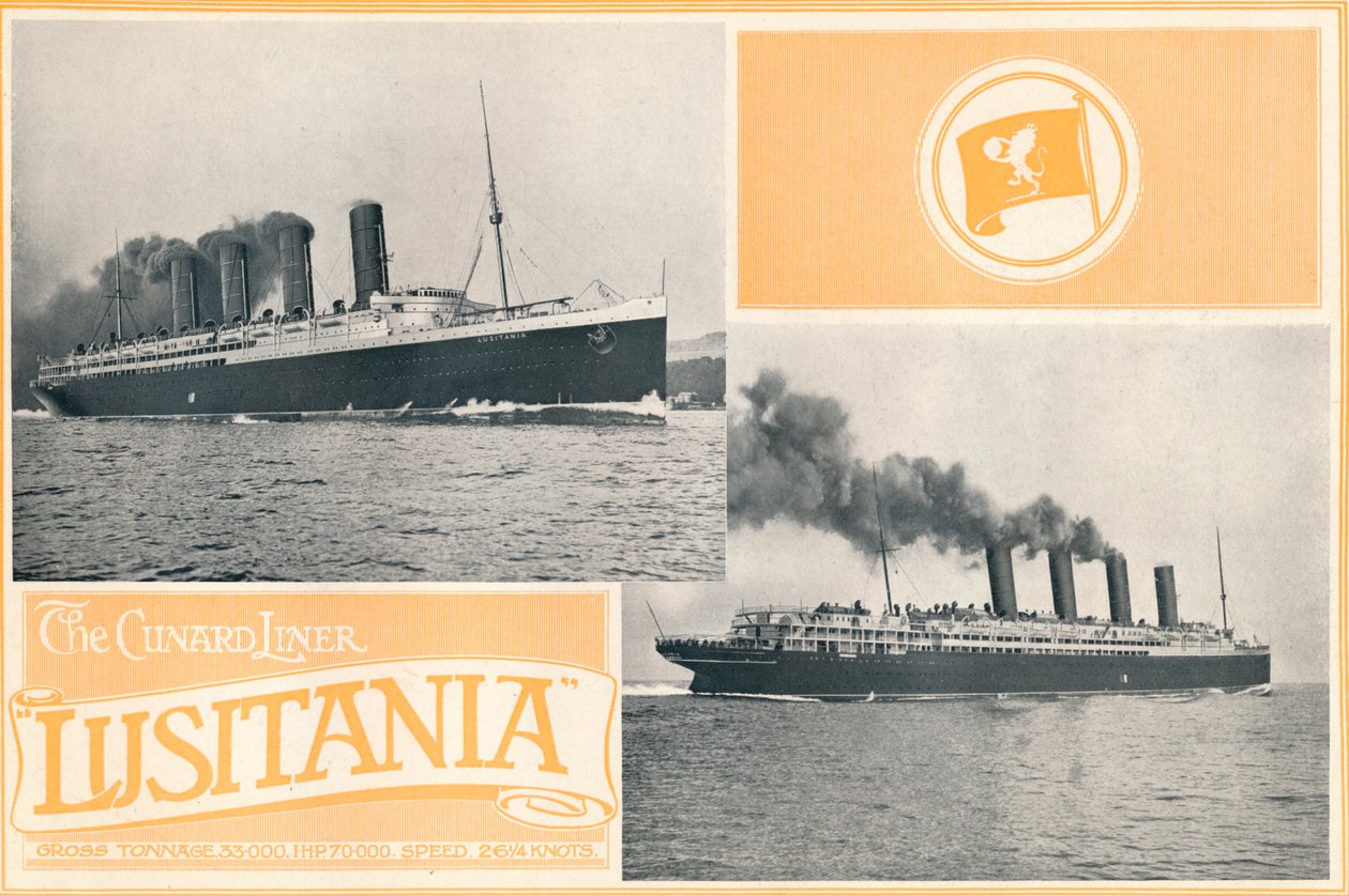 The Cunard Liner Lusitania., c1910. av Unbekannt
