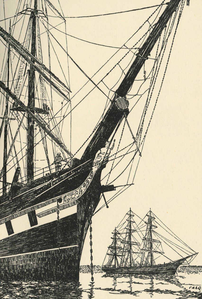 The Cutty Sark 1869, i Falmouth Harbour, 1938 av Unbekannt