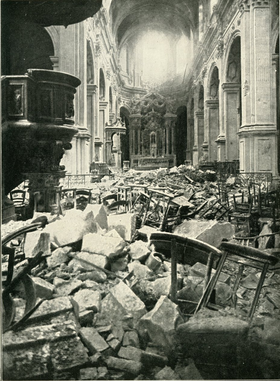 Skadan gjord på Cambrai-katedralen, 1919. av Unbekannt