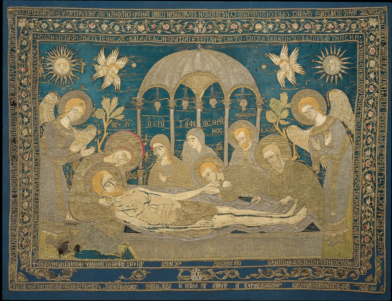 Entombment Altar broderi, 1682 av Unbekannt