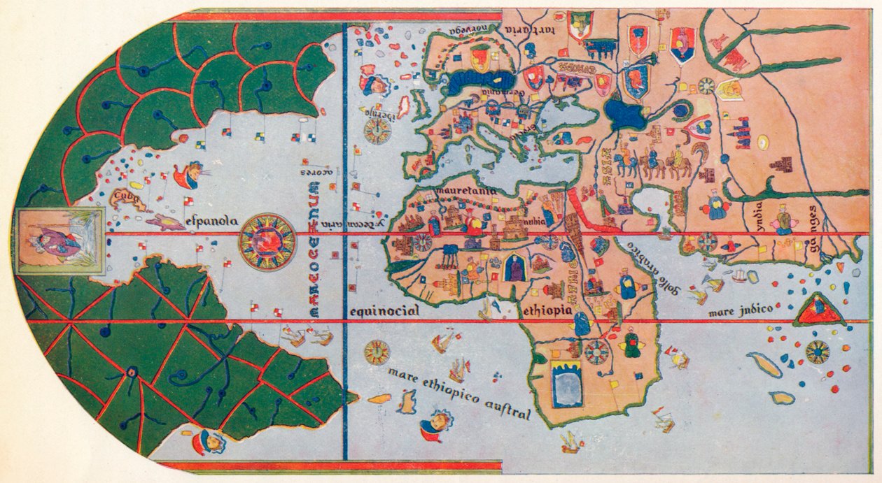 The First Map to Show America, 1500 1912 av Unbekannt
