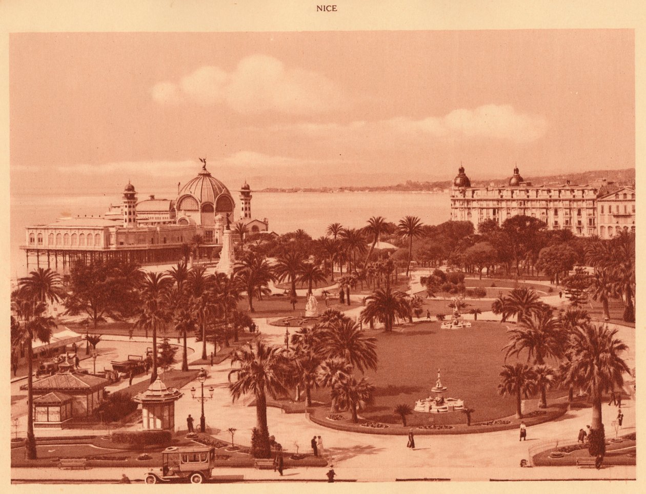 Trädgårdarna sett från kasinot, Nice, 1930. av Unbekannt