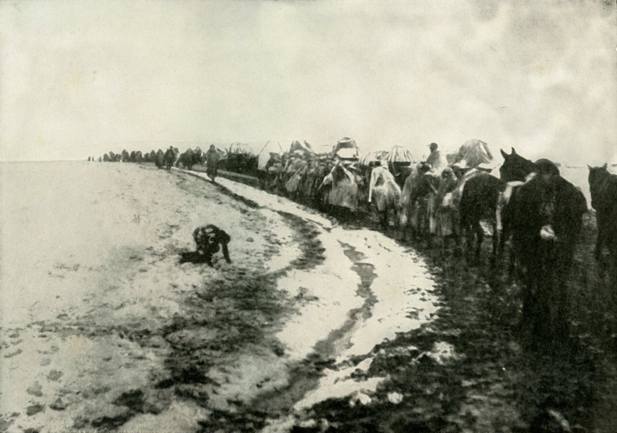 Den stora serbiska reträtten, 1919. av Unbekannt