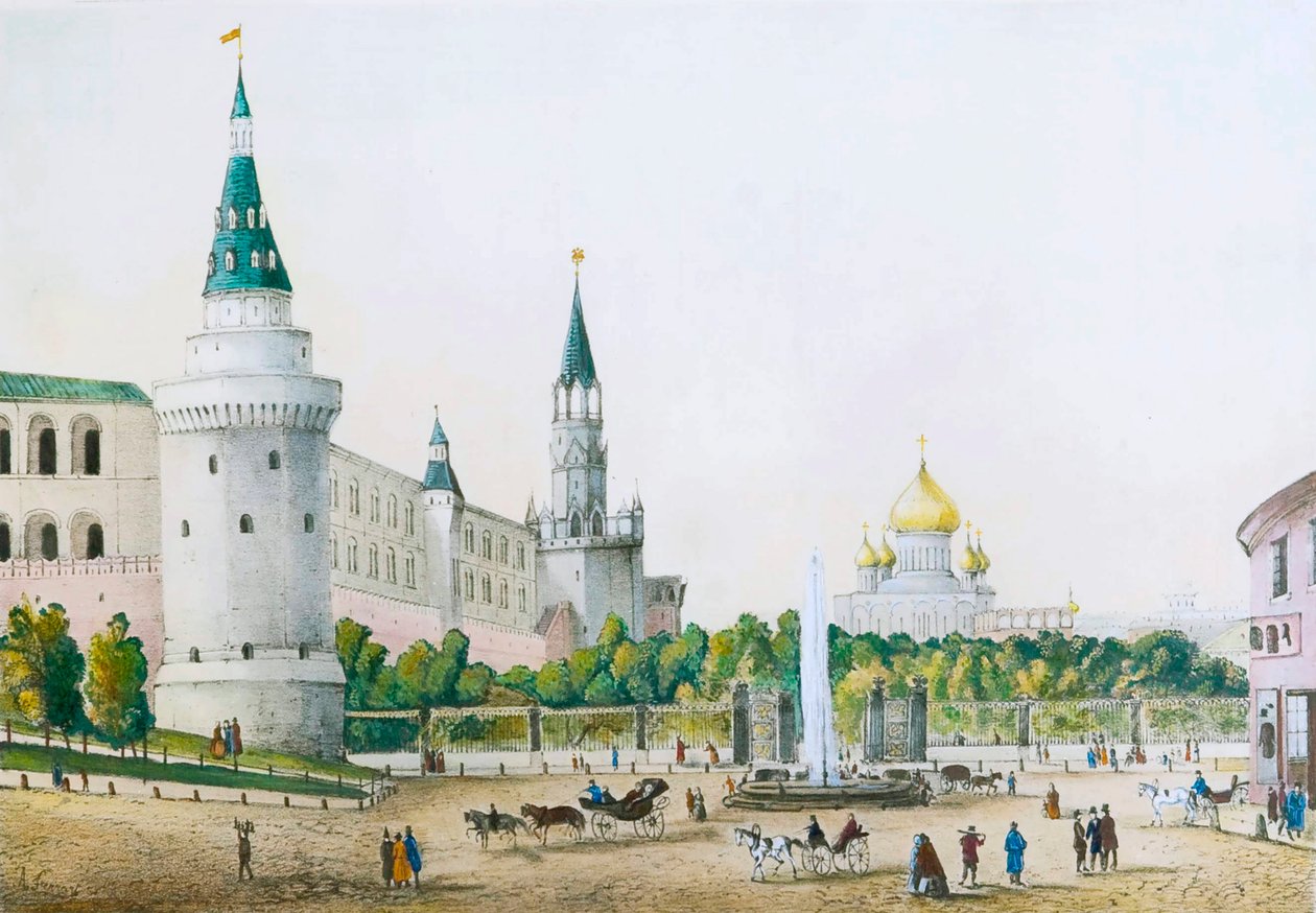 Kremlträdgården, Moskva, Ryssland, c1830-c1840-talet. av Unbekannt