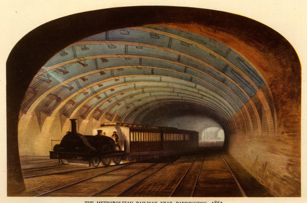 "The Metropolitan Railway near Paddington, 1863", 1945. av Unbekannt