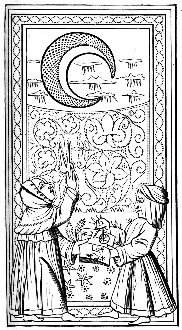 Månen, tarotkort, 1300-talet, 1870 av Unbekannt