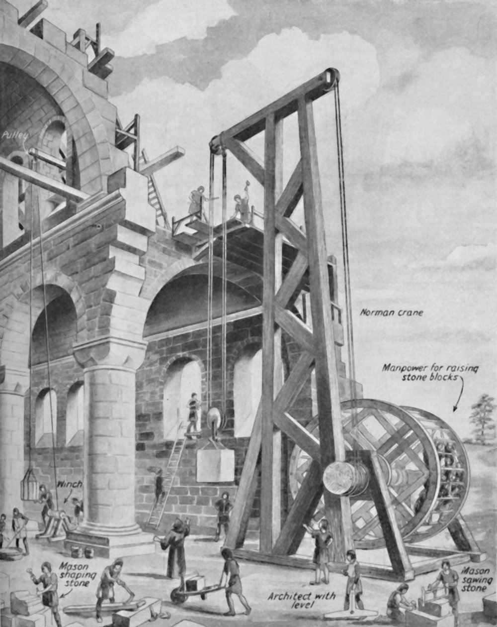 Normanerna bygger en katedral, c1934 av Unbekannt