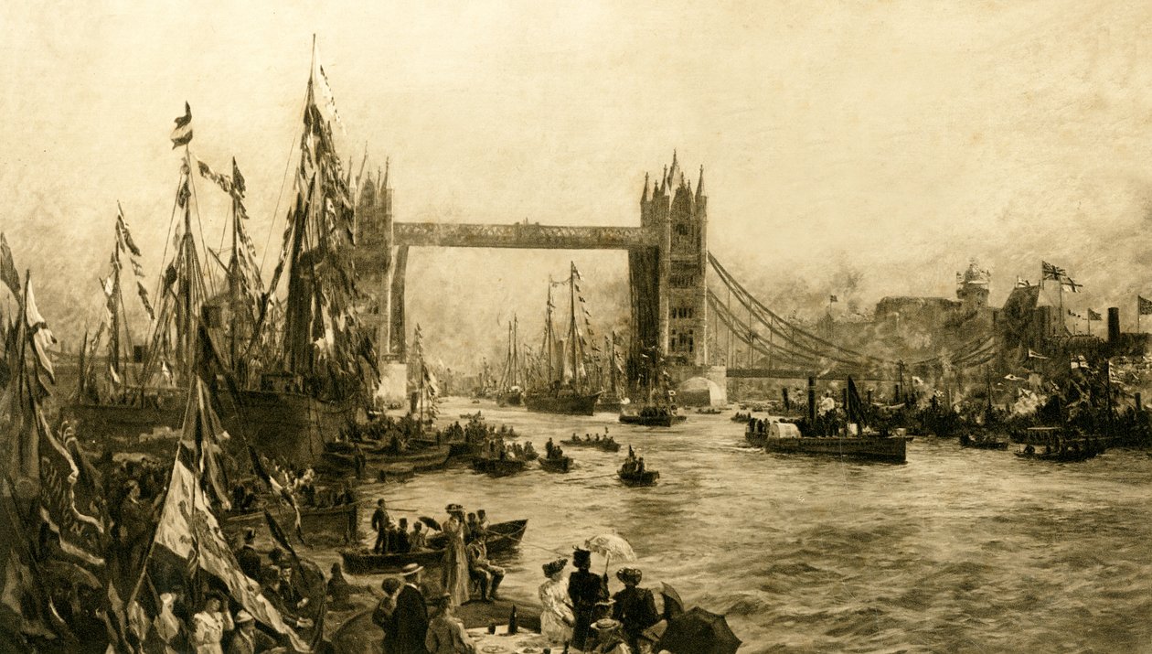 Invigningsceremonin för Tower Bridge, c1894. av Unbekannt