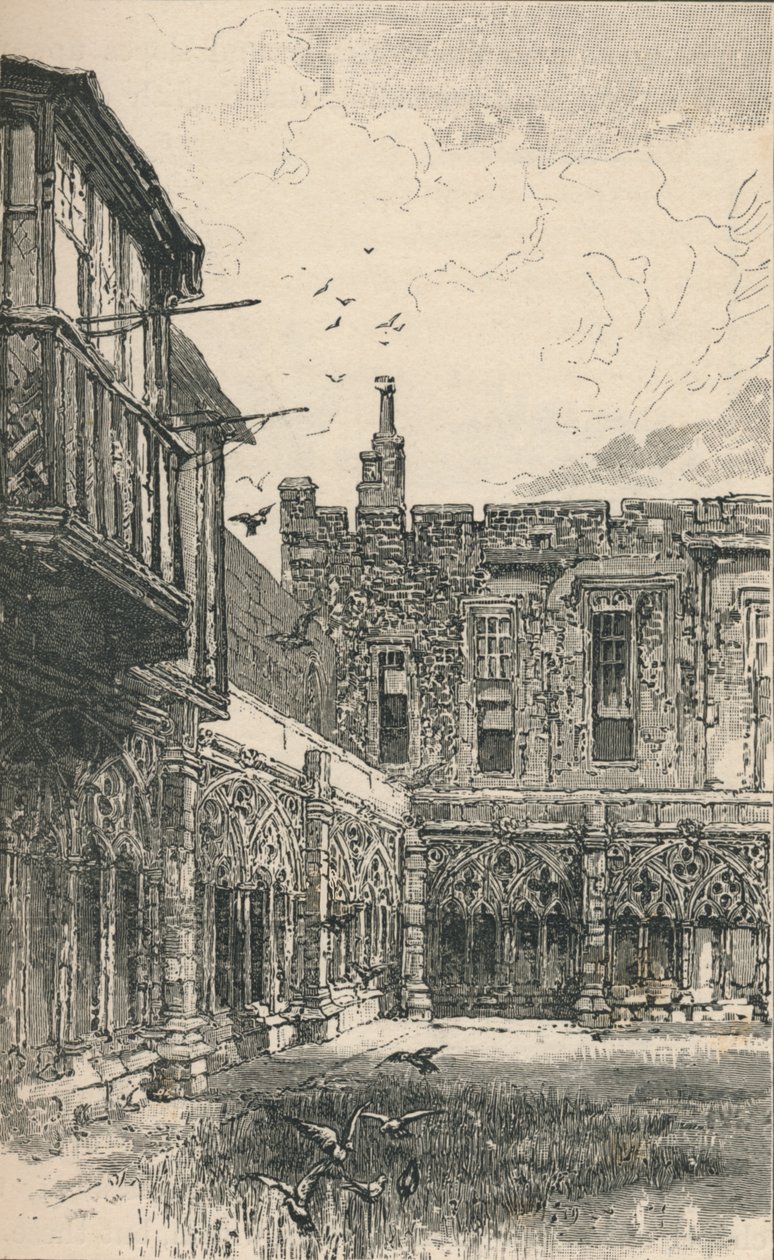 The Outer Cloisters and Anne Boleyns Window, 1895 av Unbekannt