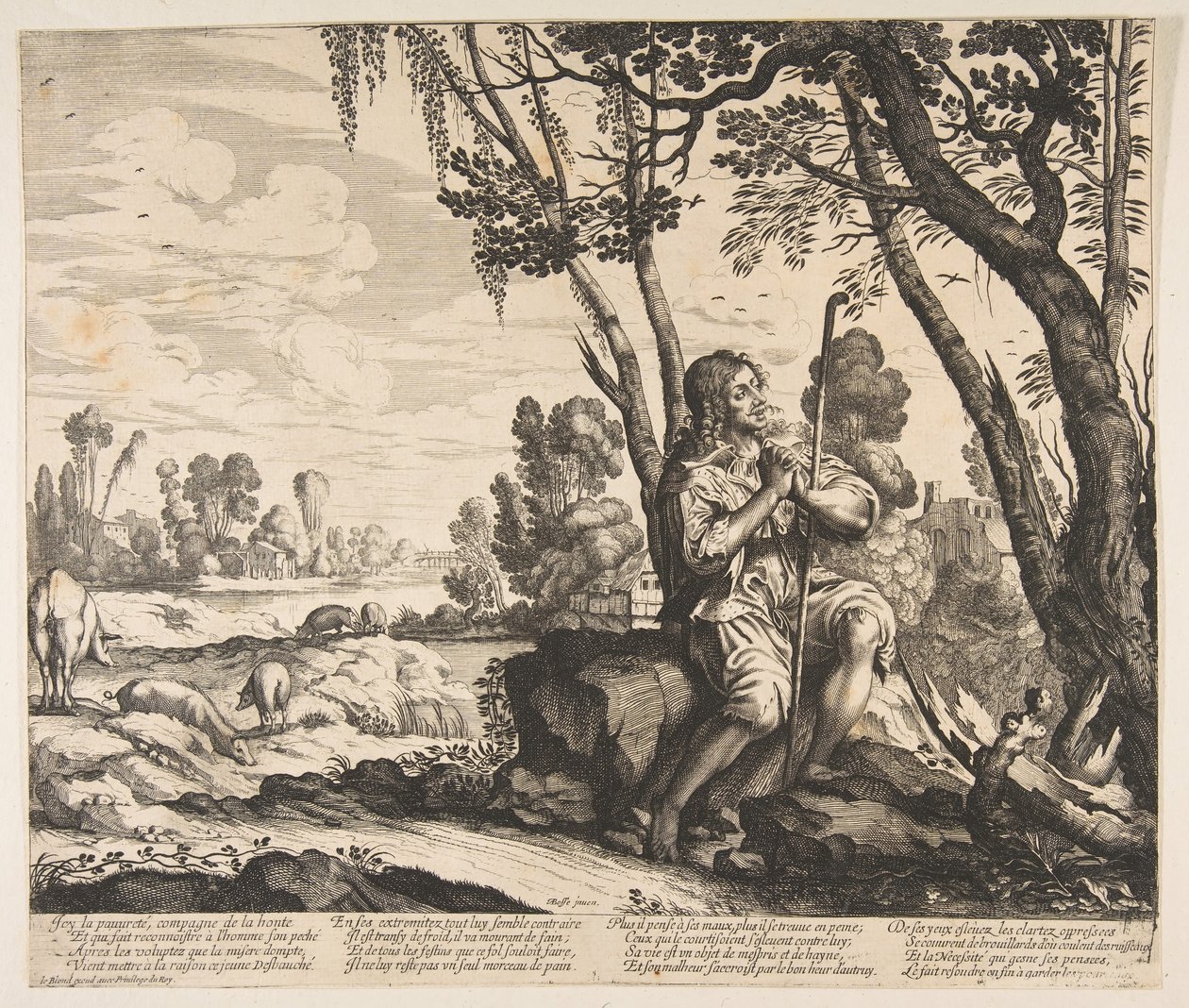 Den förlorade sonen som vaktar svin, ca. 1636. av Unbekannt