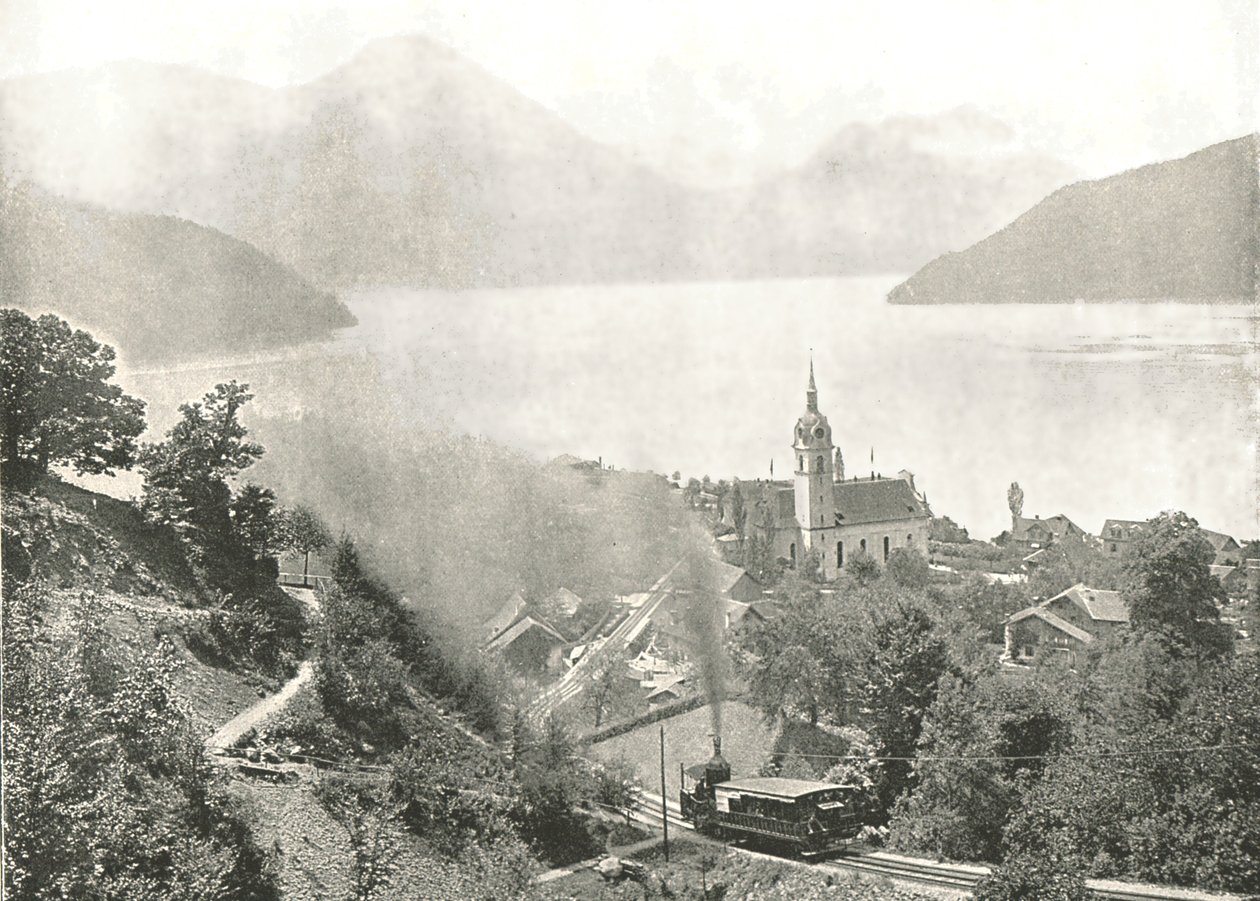 Rigi-järnvägen, Vitznau, Schweiz, 1895. av Unbekannt
