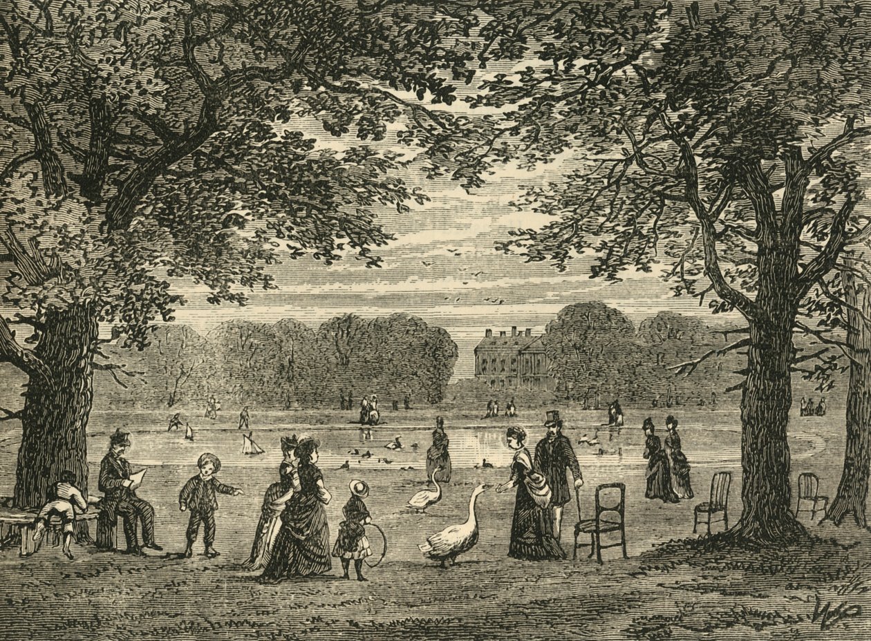 The Round Pond, Kensington Gardens, c1876. av Unbekannt