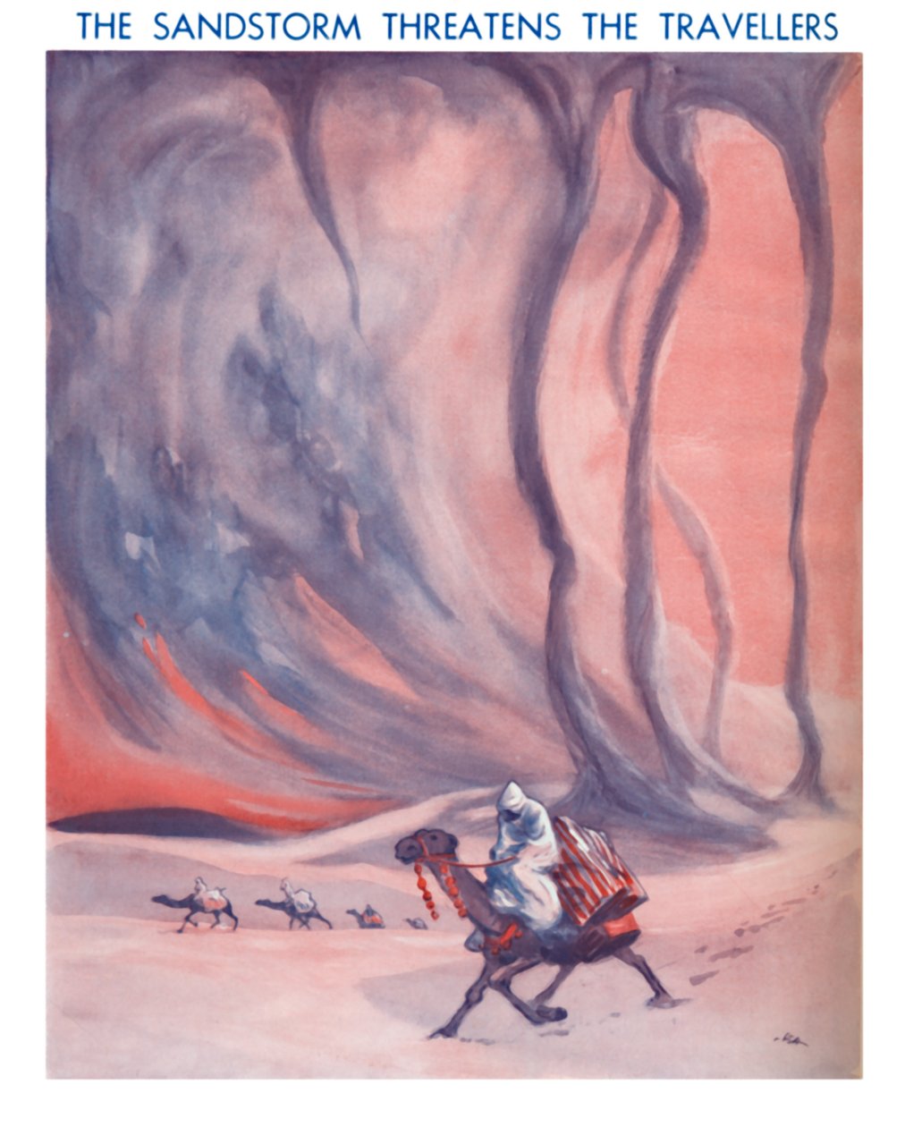 Sandstormen hotar de resande, 1935 av Unbekannt
