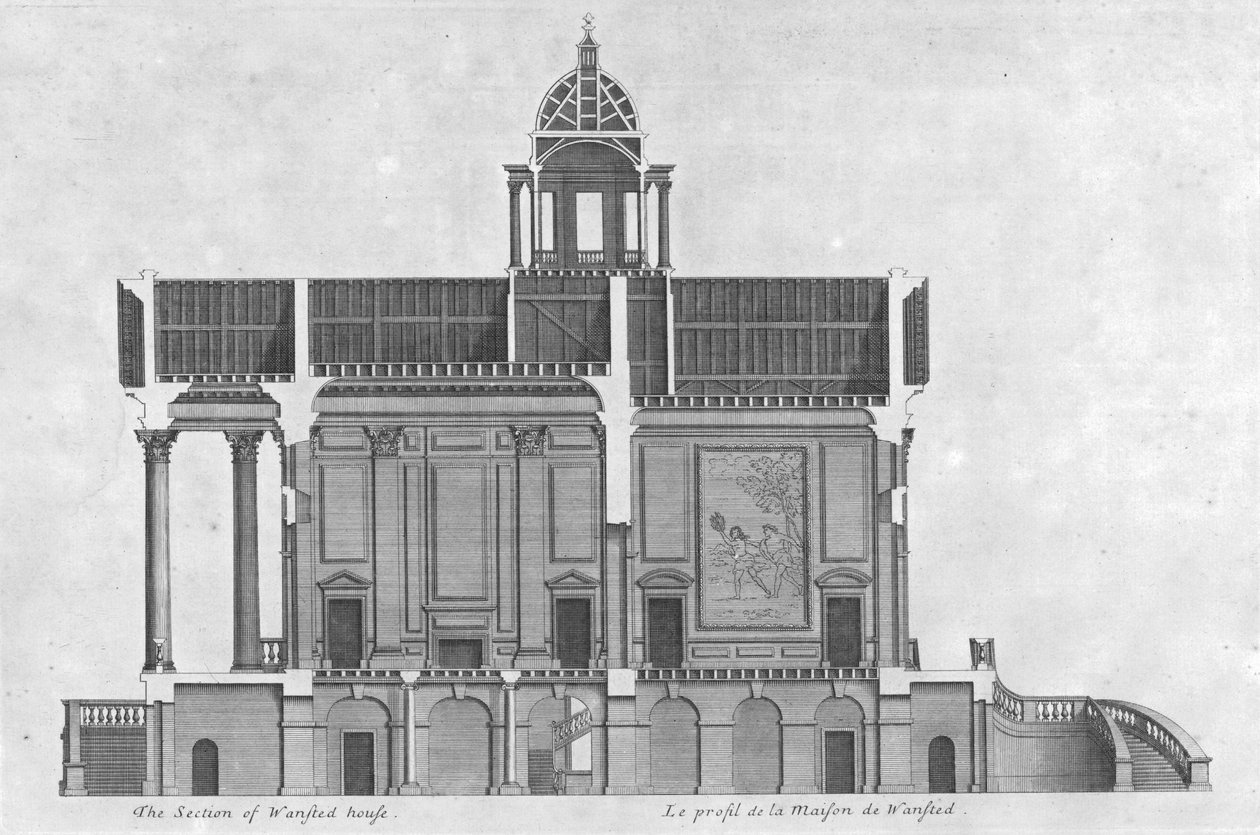 Sektionen av Wansted House, 1700-talet. av Unbekannt