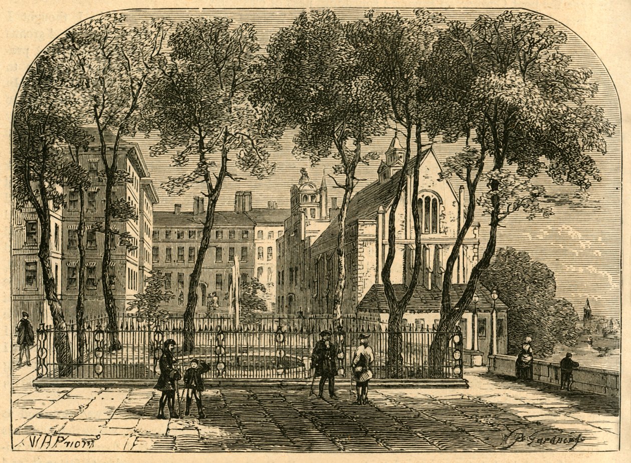 Tempelfontänen, från ett gammalt tryck, 1897. av Unbekannt
