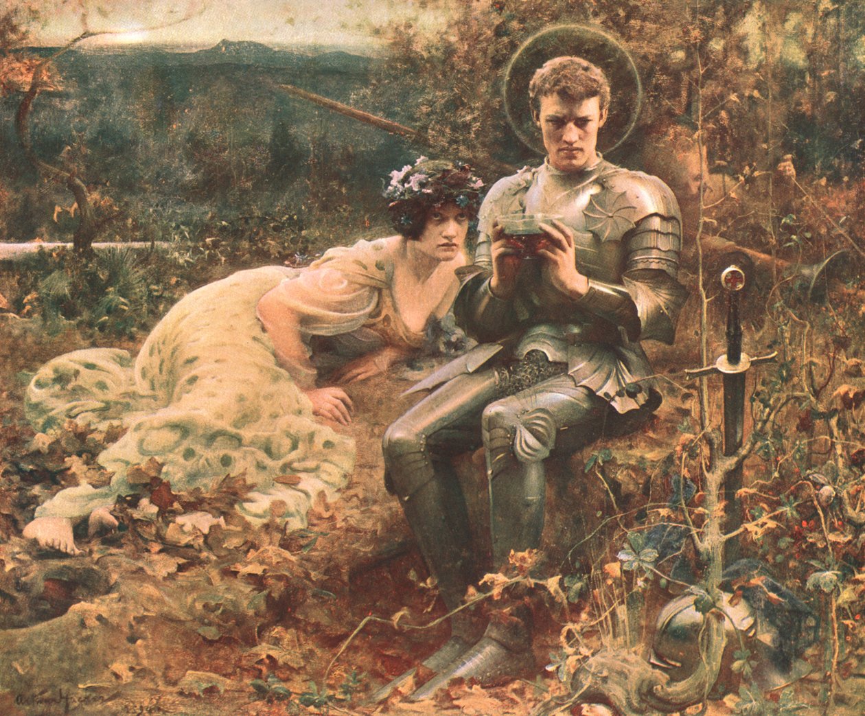 The Temptation of Sir Percival, c1894, c1902. av Unbekannt