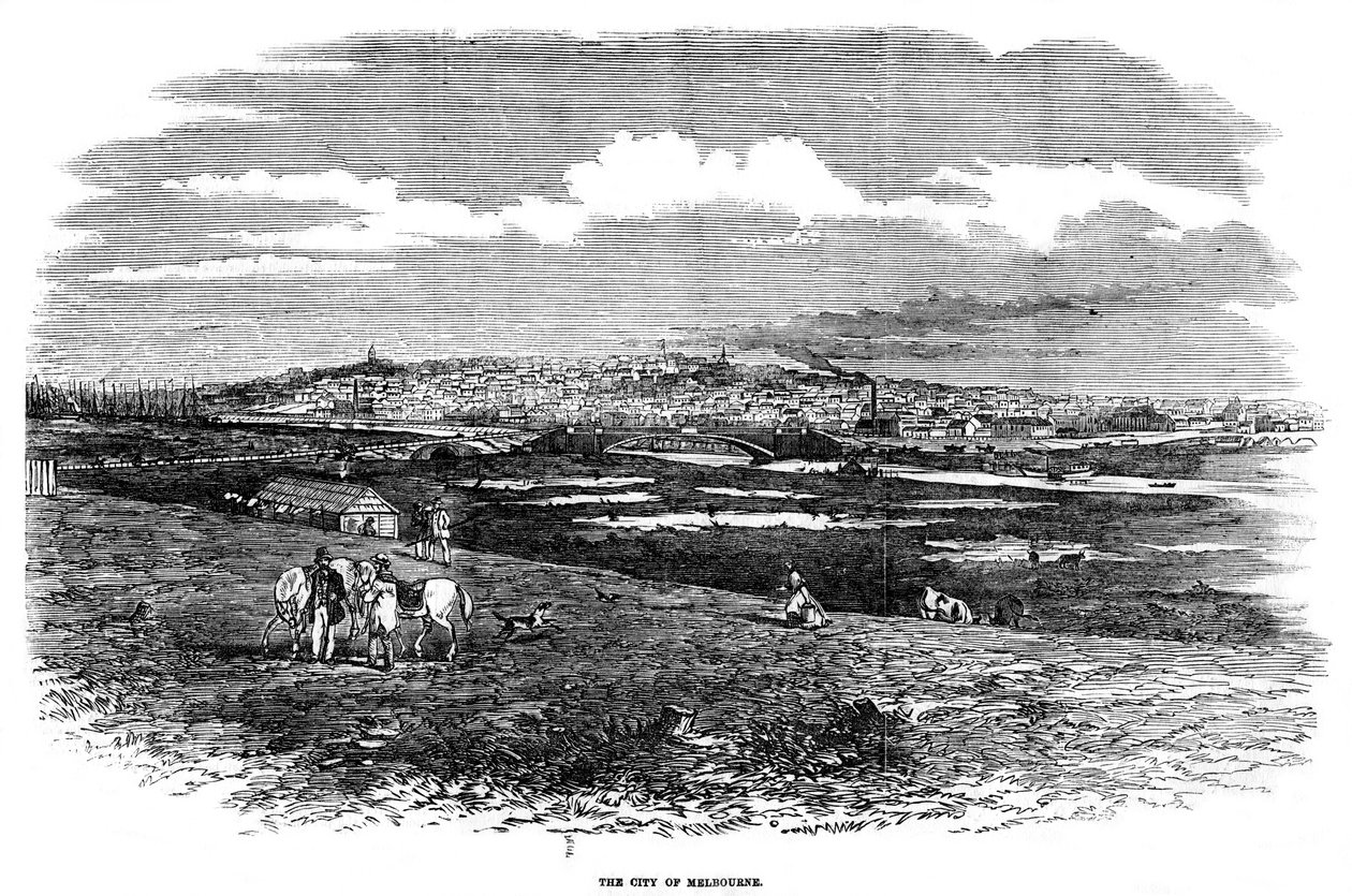 Staden Melbourne, Australien, 1855 av Unbekannt