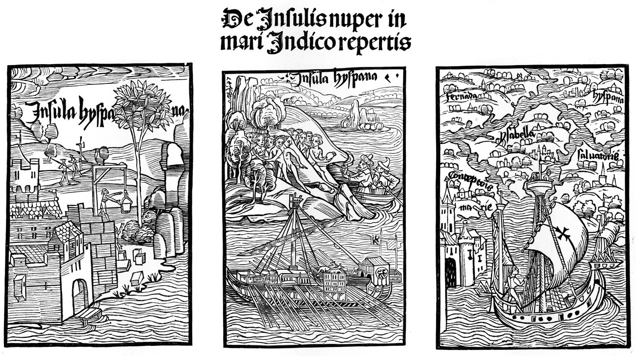 Christopher Columbus landstigning på Hispaniola, 1901 av Unbekannt