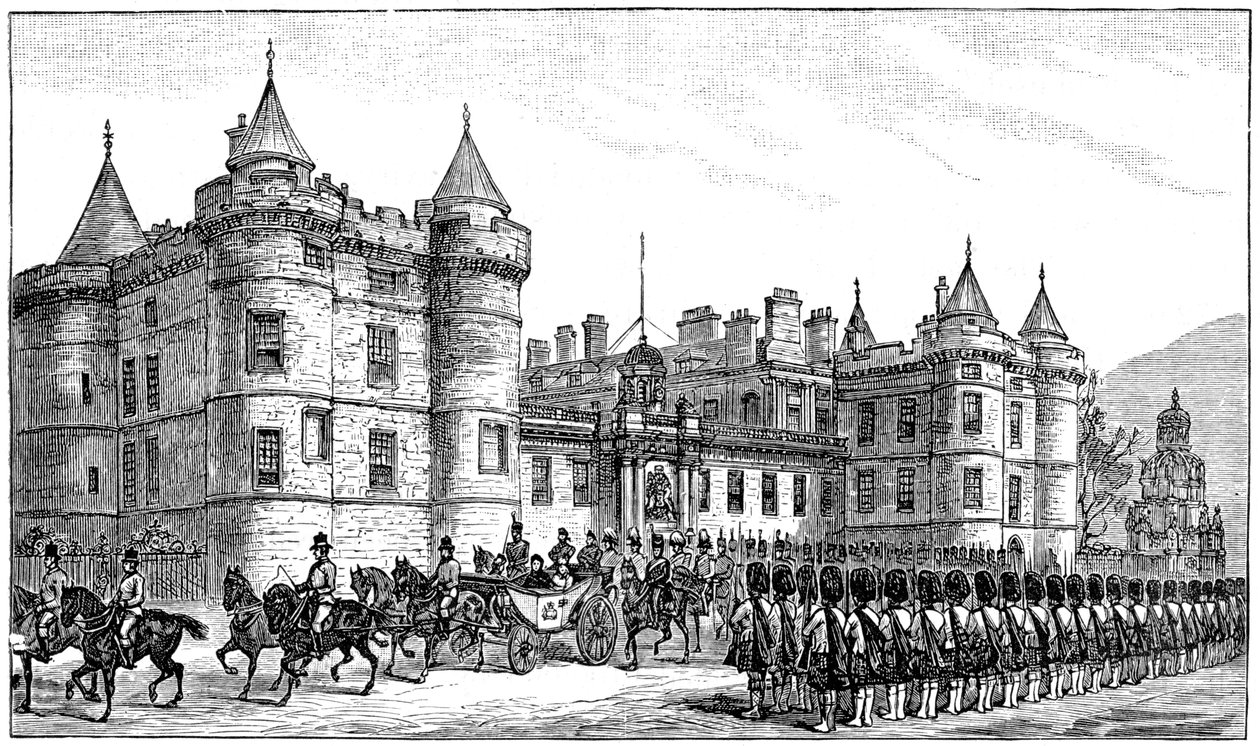 Drottningen lämnar Holyrood Palace, Edinburgh, 1886, 1900 av Unbekannt