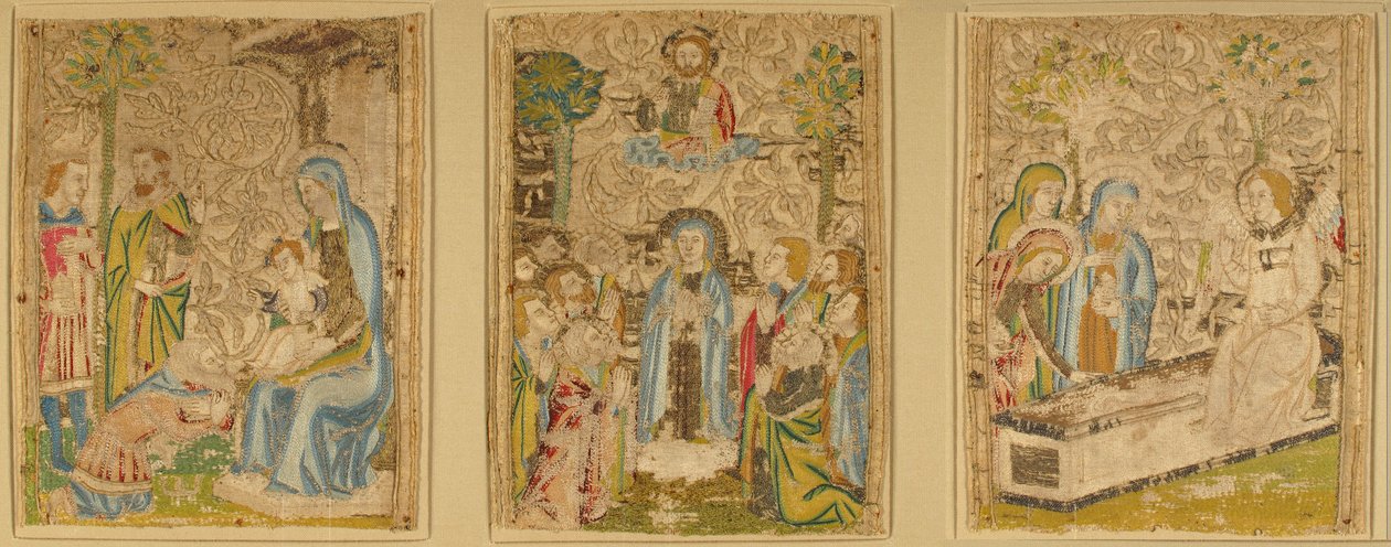 Tre paneler, italienska, sent 1300-tal. av Unbekannt