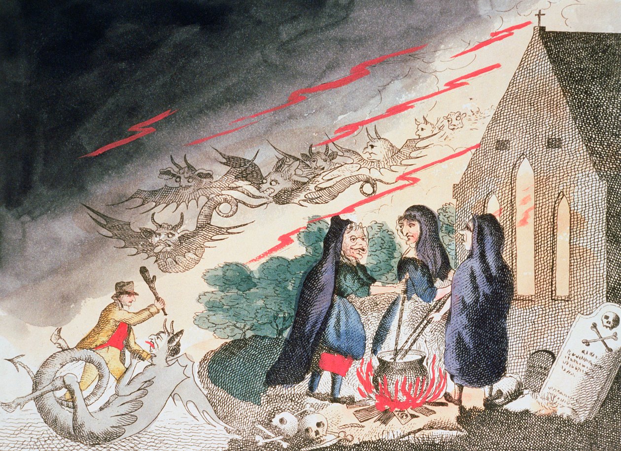 Tre häxor på en kyrkogård, c1790-talet av Unbekannt