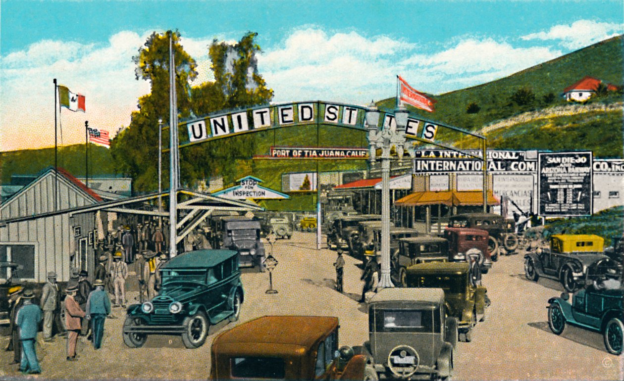 Tijuana, Mexiko - Internationella gränslinjen, c1939 av Unbekannt