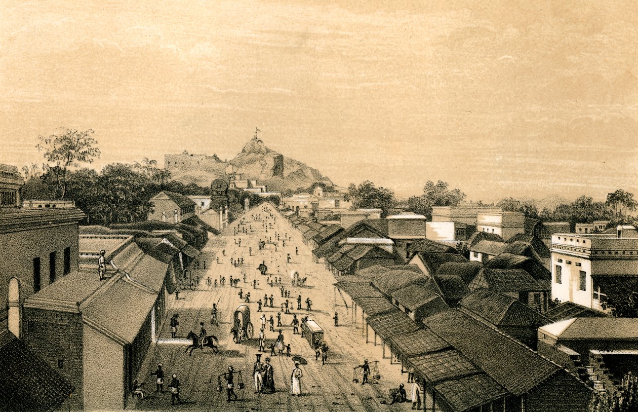 Staden och fortet Trichinopoly, Indien, 1847 av Unbekannt