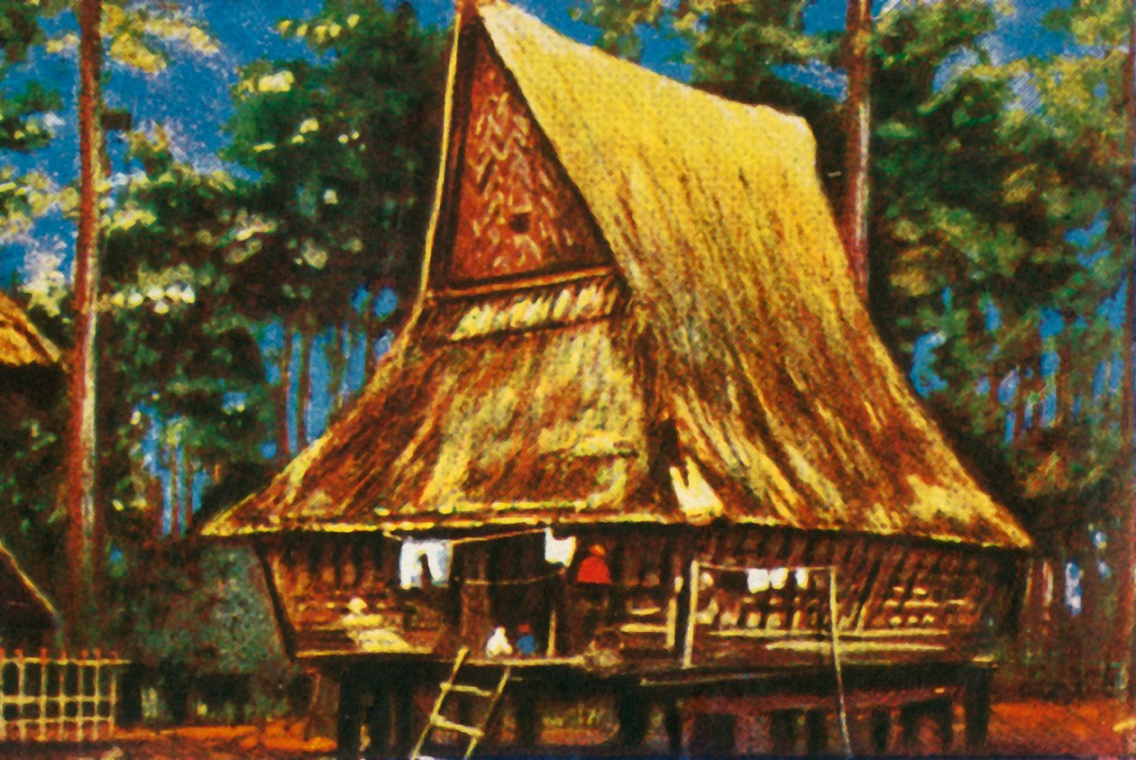 Traditionellt hus på pålar, Sumatra, c1928. av Unbekannt