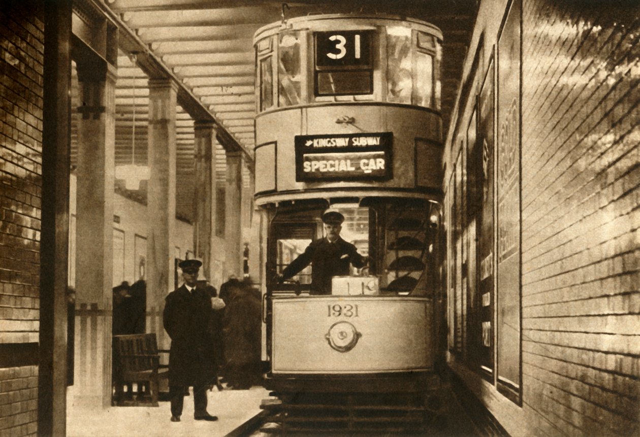 Spårvagn i Kingsway Subway, London, 1931, 1933. av Unbekannt