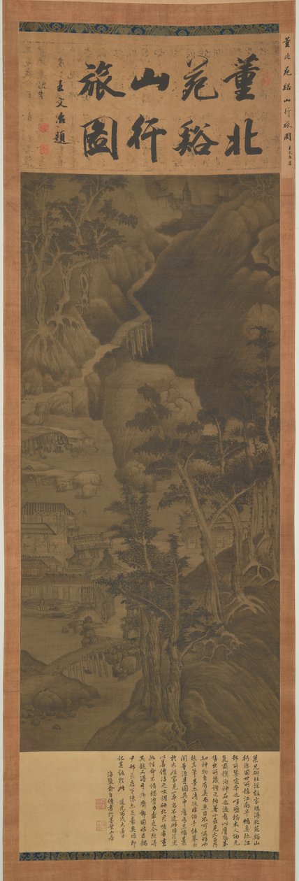 Resenärer bland berg och bäckar, Mingdynastin, 1368-1644. av Unbekannt