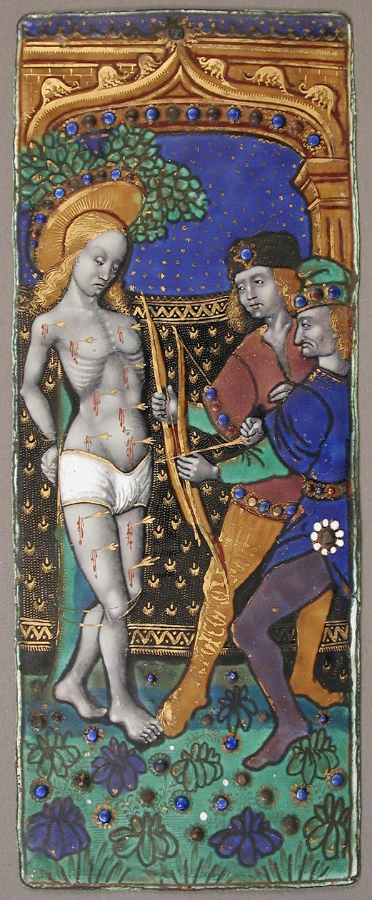 Triptykpanel med Saint Sebastian, franska, 1400-1500-tal. av Unbekannt