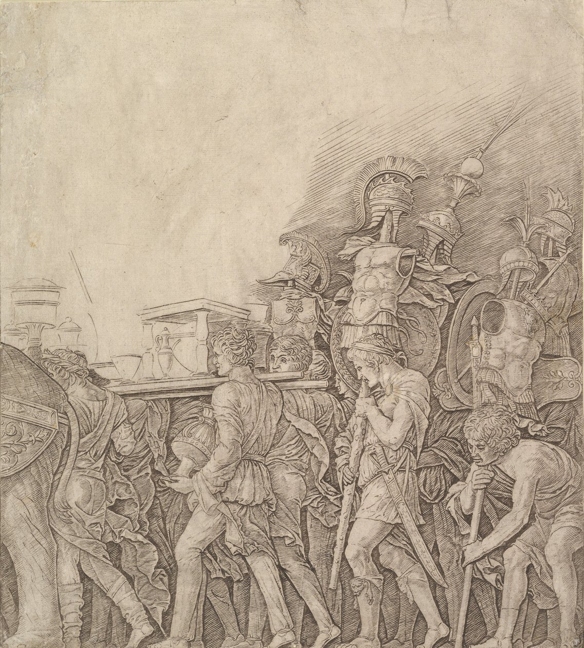 Triumf av Caesar: Soldater som bär troféer, ca. 1490. av Unbekannt