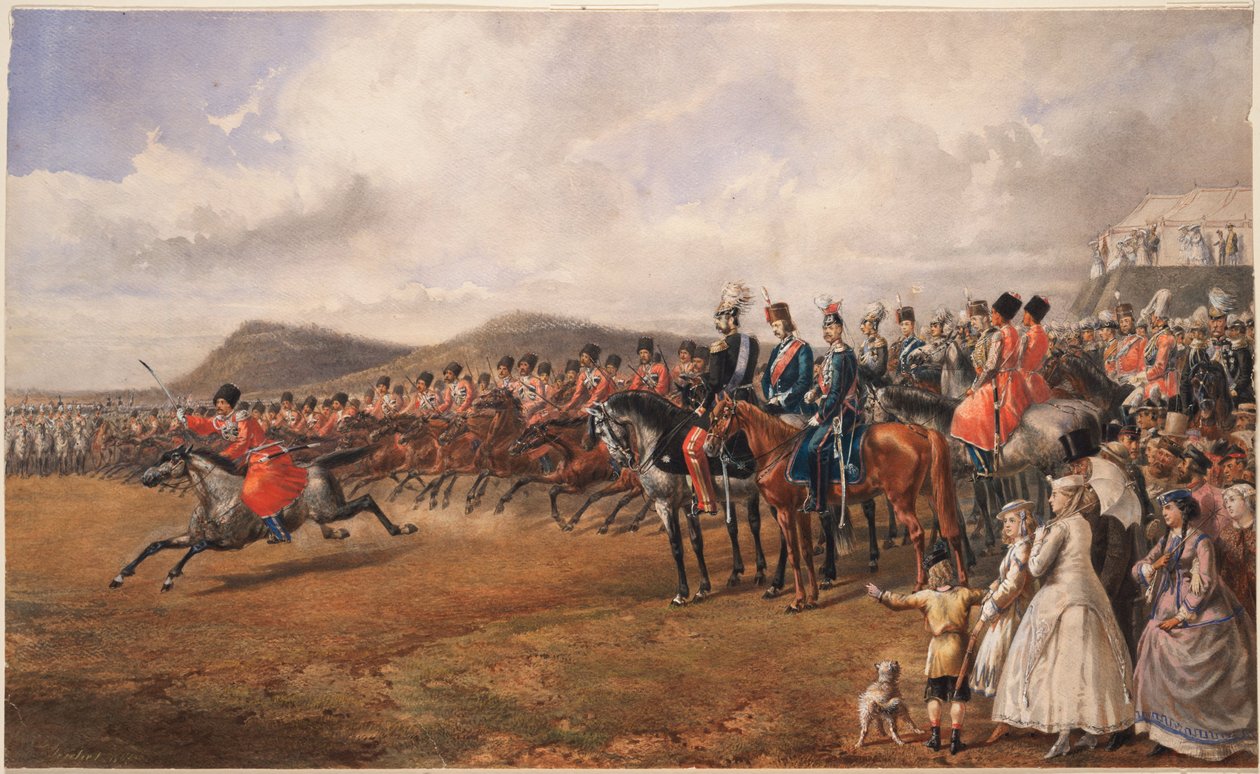 Tsar Alexander II granskar trupperna, 1867 av Unbekannt