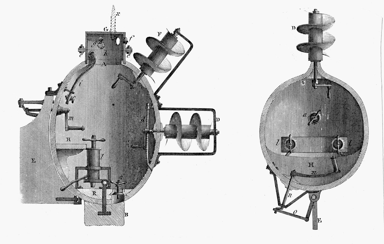 Turtle, ubåt designad av David Bushnell, 1787 av Unbekannt